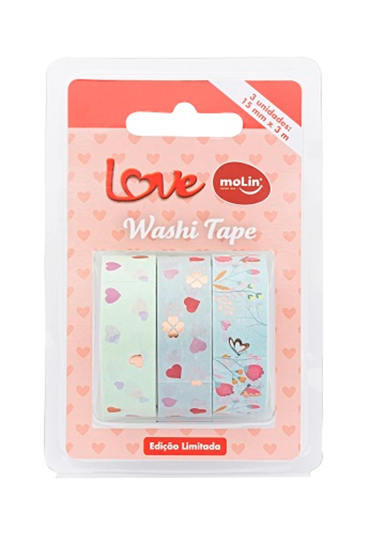 Washi Tape Molin Love 15mm x 3m 3 Unidades