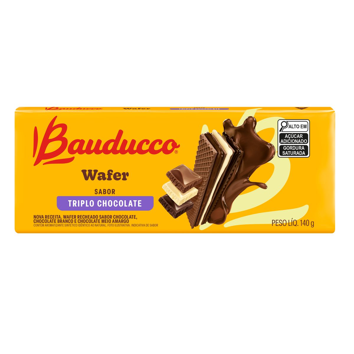 Biscoito Wafer Bauducco Triplo Chocolate 140g
