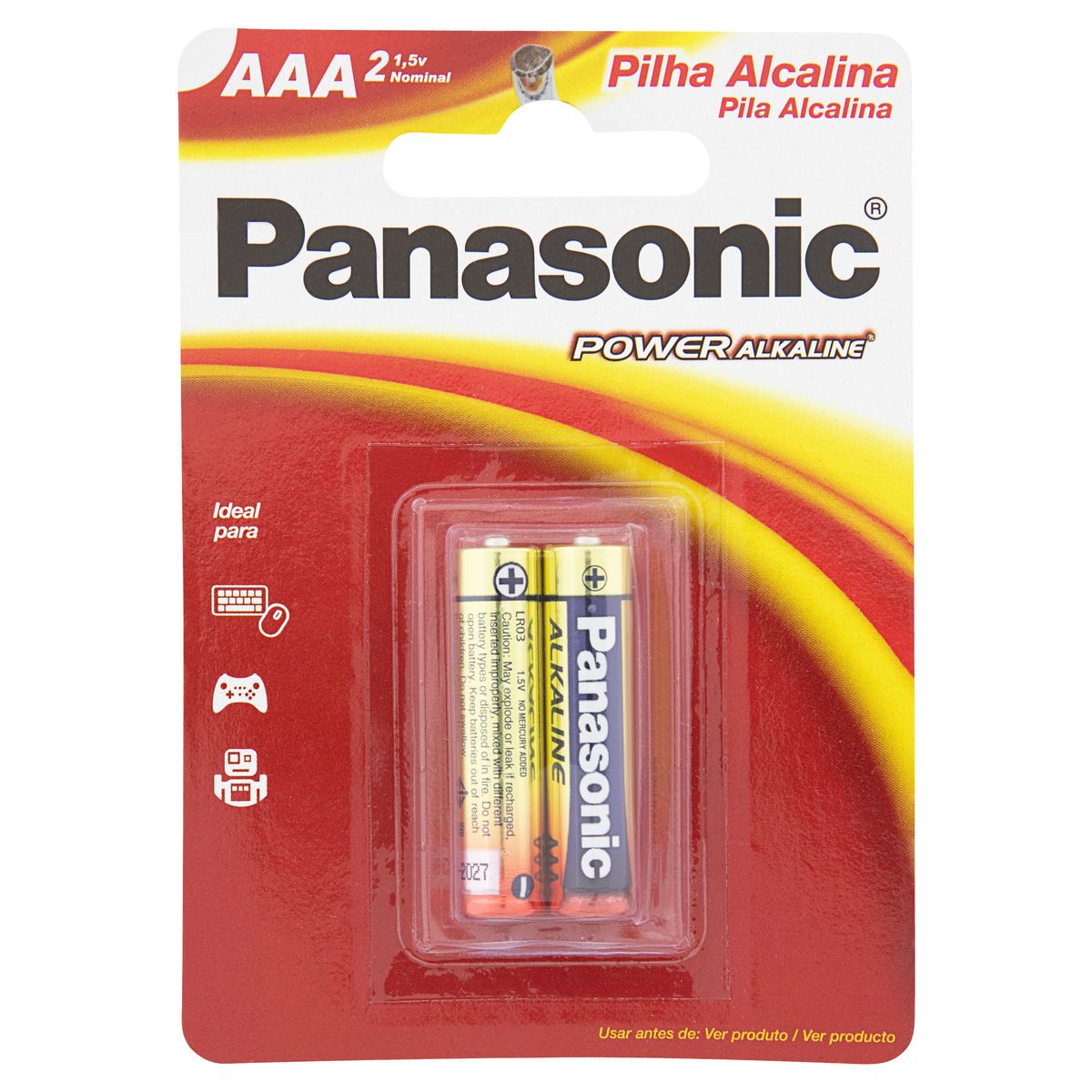 Pilha Alcalina AAA Panasonic Power Alkaline Palito 2 Unidades 1,5V