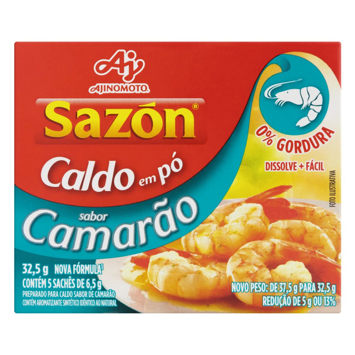 Caldo Pó Camarão Sazón Caixa 32,5g 5 Unidades image number 0
