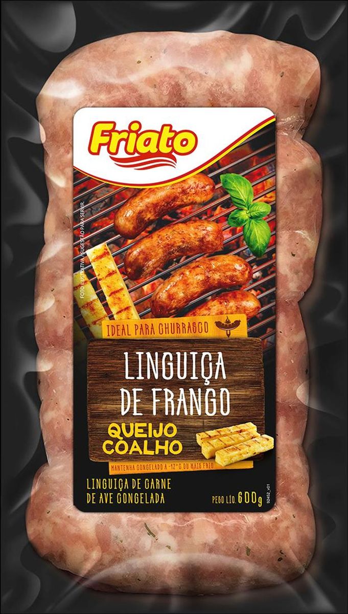 Linguiça de Frango Congelada Queijo Qualho Friato para Churrasco 600g