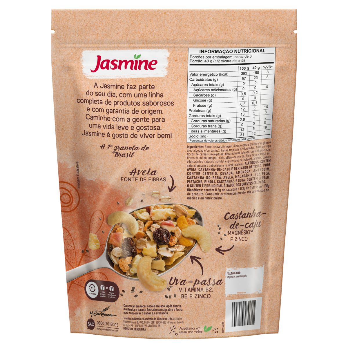 Granola Jasmine Frutas Tropicais Zero Açúcar 75,4% Integral 250g image number 1