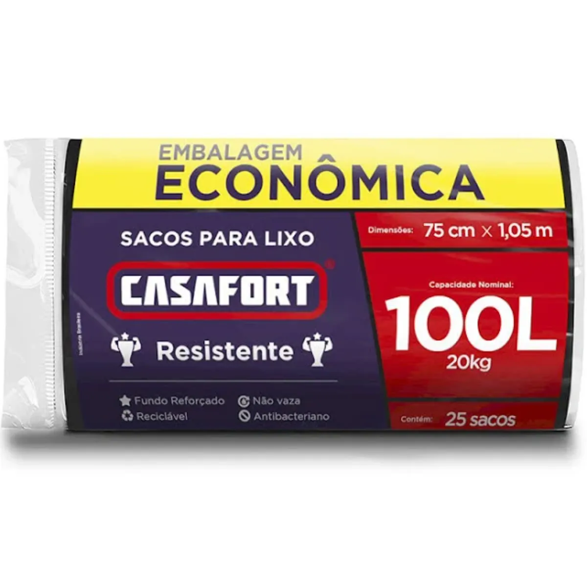 Saco para Lixo Casafort 100L 25 Unidades Embalagem Econômica image number 0