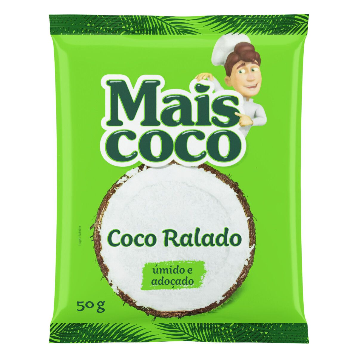 Coco Ralado Úmido Adoçado Mais Coco Pacote 50g