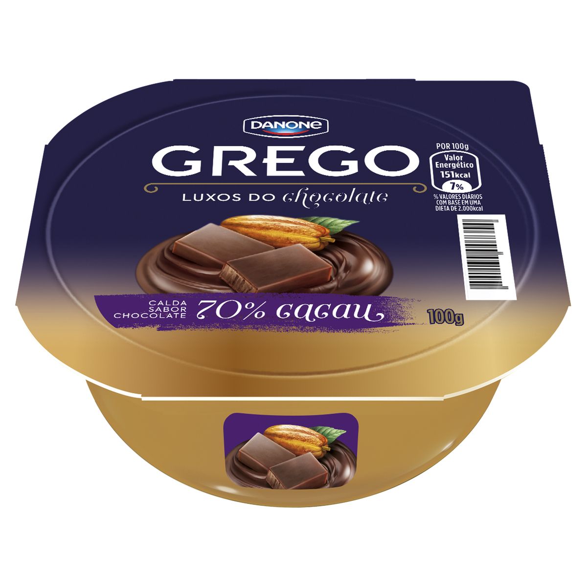 Iogurte Grego Calda Chocolate 70% Cacau Danone Luxos do Chocolate Pote 100g