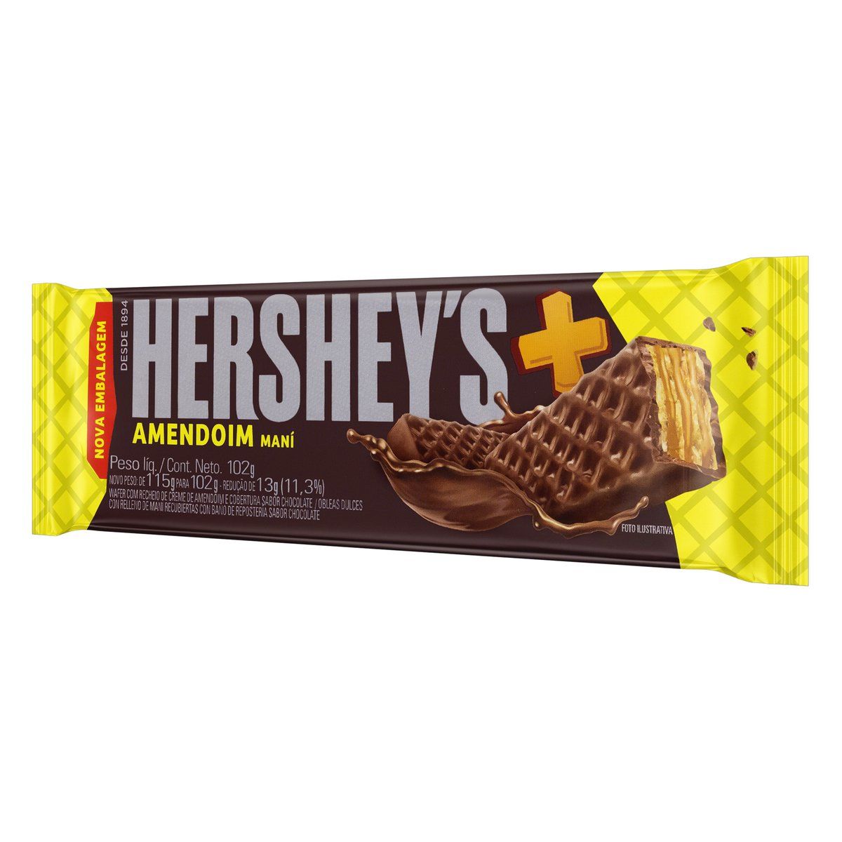 Wafer Hershey's Recheio Amendoim Cobertura Chocolate 102g image number 3