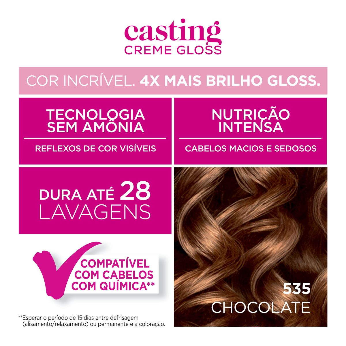 Tintura Semi-Permanente Casting Creme Gloss De L’oréal Paris 535 Chocolate image number 4