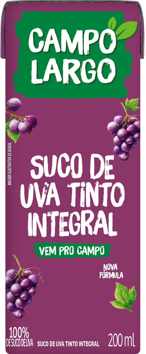 Suco Uva Campo Largo Tinto Integral 200ml