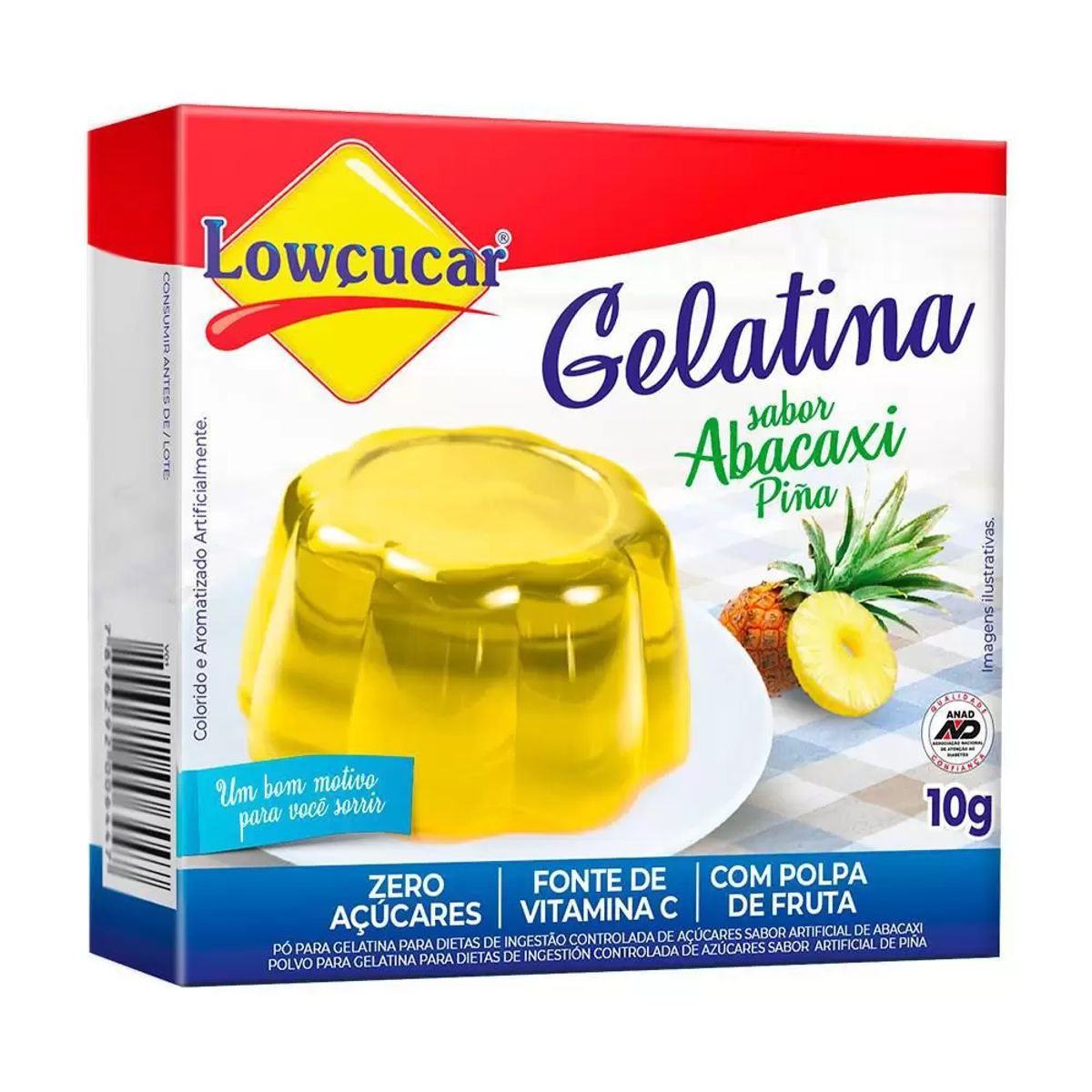 Gelatina Pó Abacaxi Zero Açúcar Lowçucar Caixa 10g