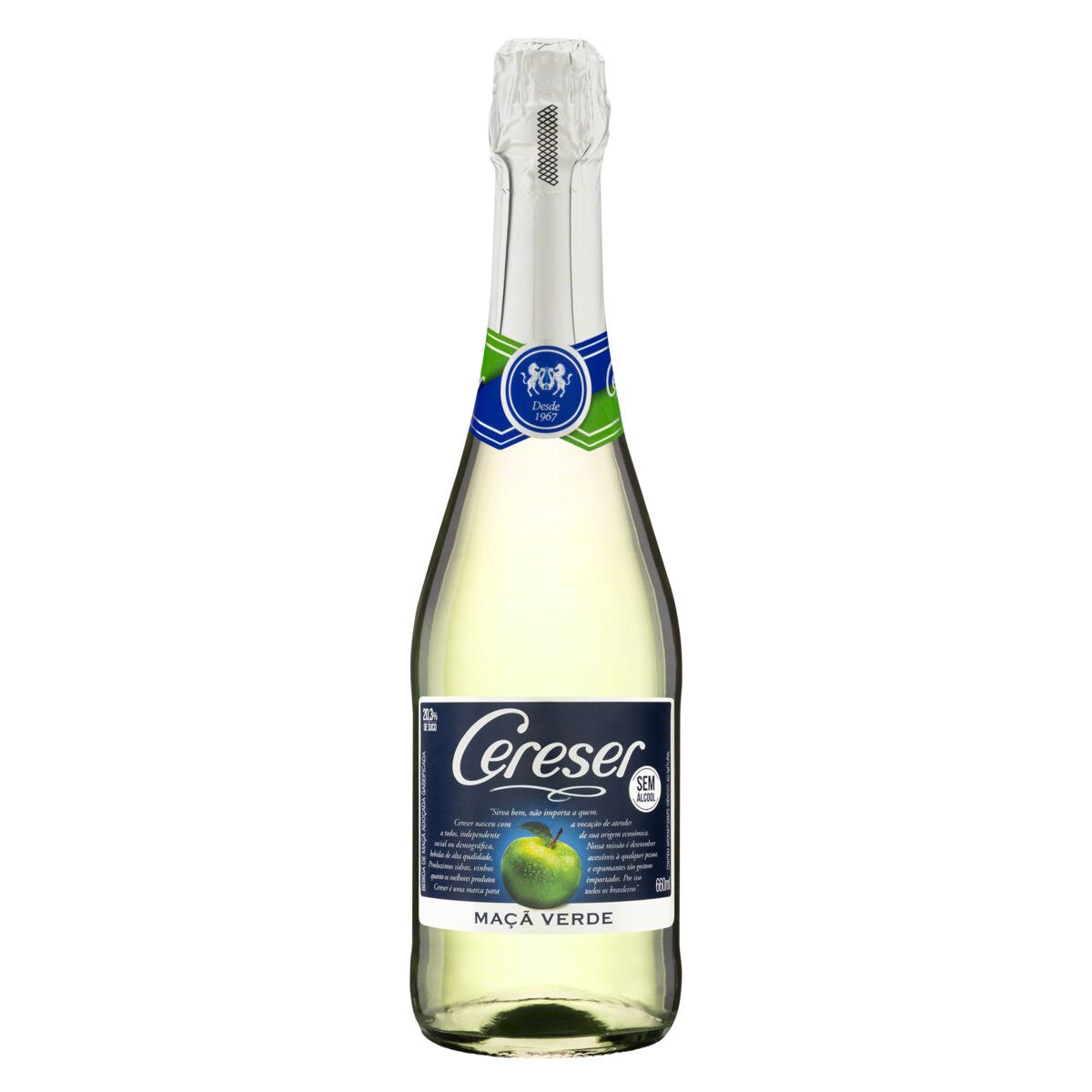 Bebida Gaseificada Zero Álcool Maçã-Verde Cereser Garrafa 660ml