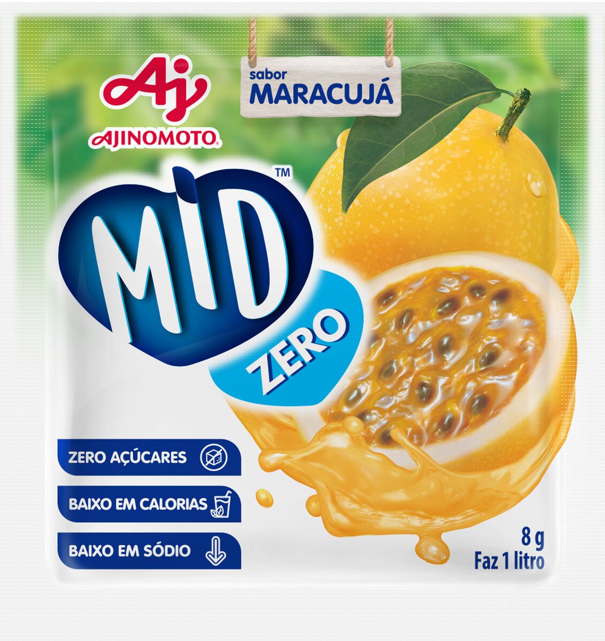 Refresco em Pó Maracujá Zero Açúcar Mid Pacote 8g