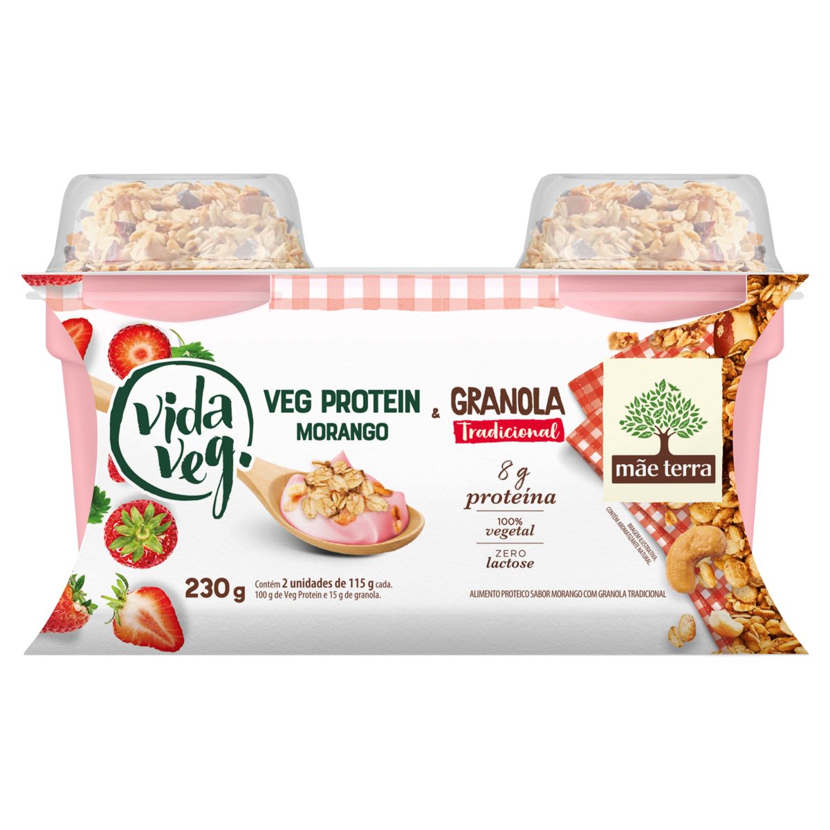 Iogurte Vida Veg Protein Vegano Morango com Granola 230g