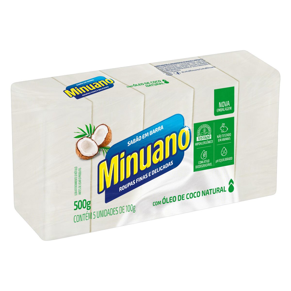 Sabão Barra Coco Minuano Pacote 500g 5 Unidades image number 4