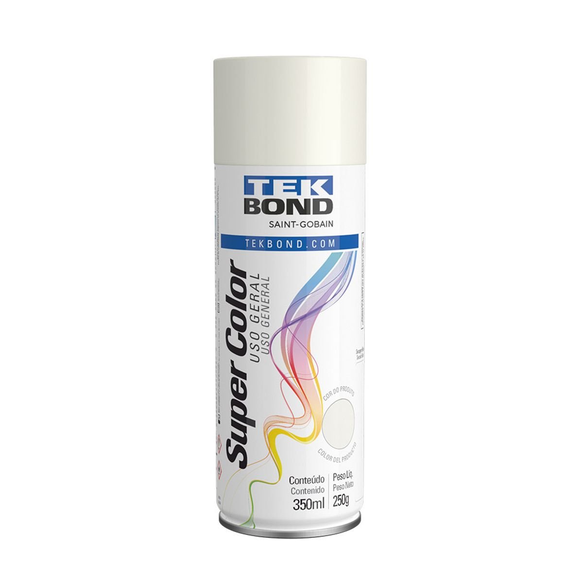 Tinta Spray Tek Bond Super Color Uso Geral Branco Brilhante 350ml image number 0