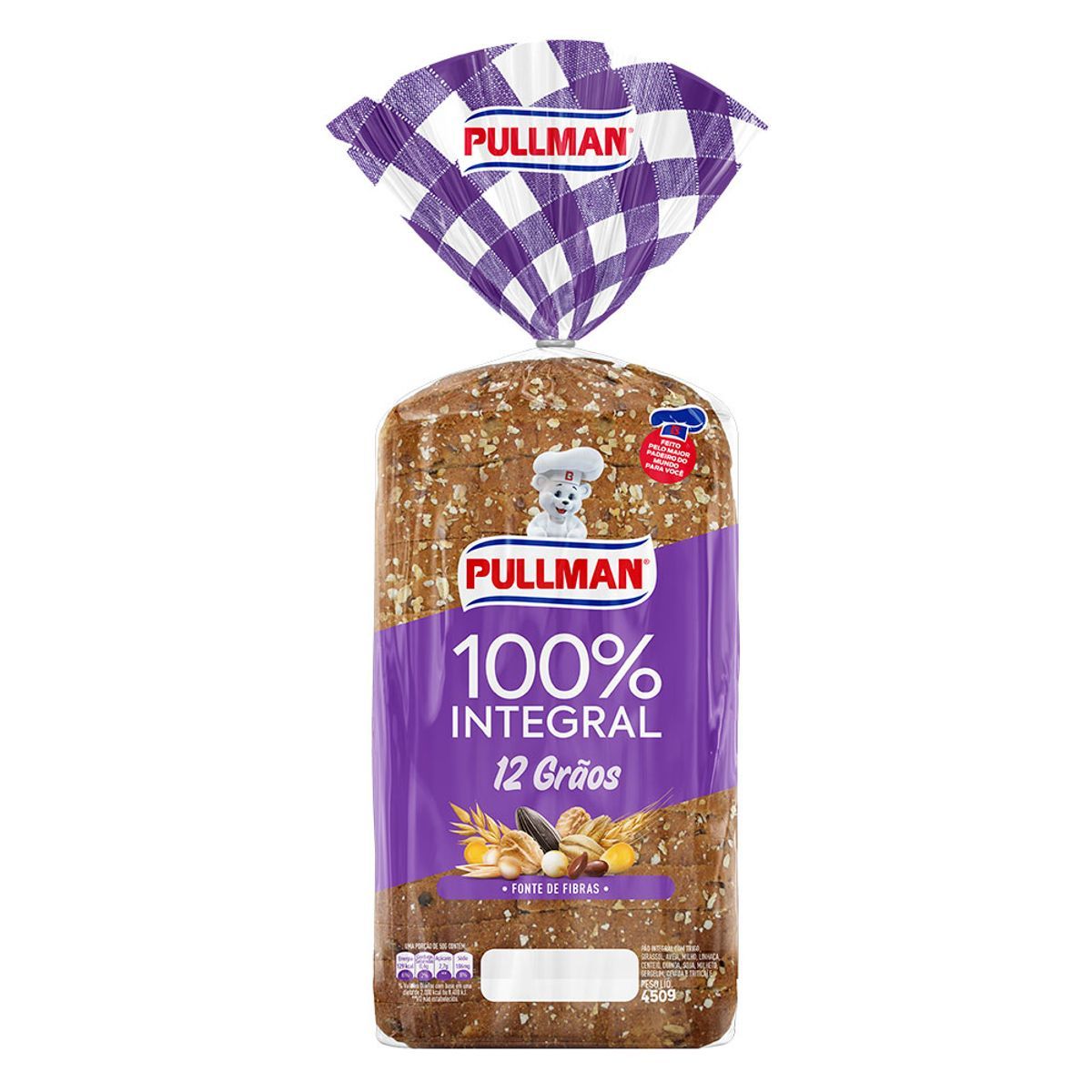 Pão de Forma 12 Grãos 100% Integral Pullman 450g