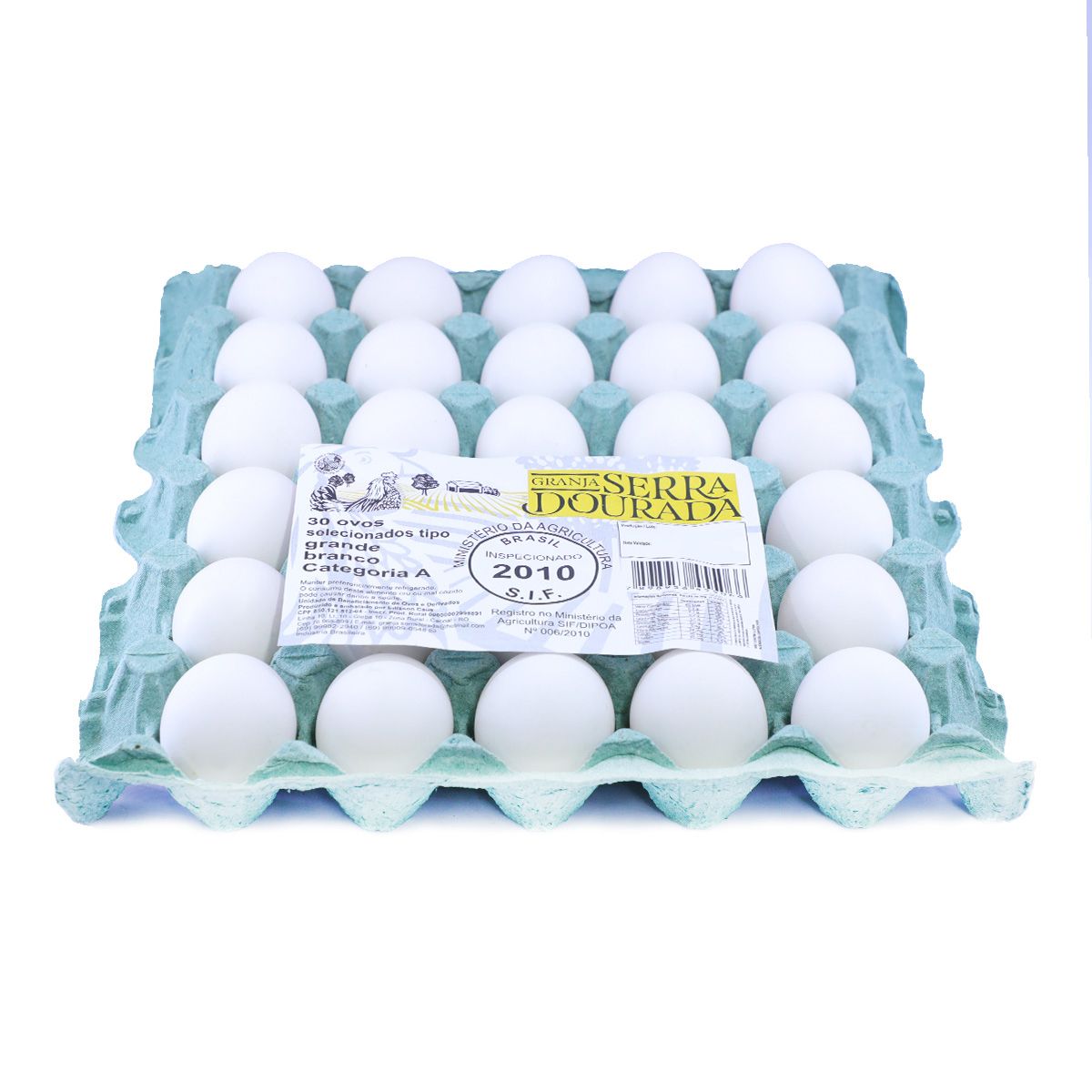Ovos Branco Serra Dourada Cartela com 30 Unidades
