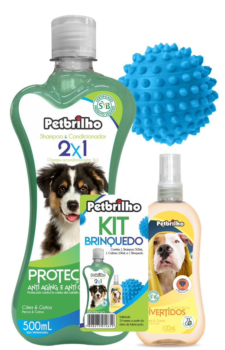 Kit Petbrilho Shampo Condicionador+Colônia+Brinquedo Conjunto image number 0