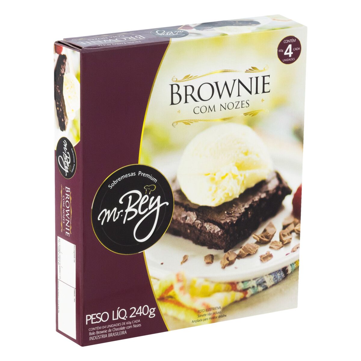 Brownie Chocolate com Nozes Mr. Bey Sobremesas Premium Caixa 240g 4 Unidades image number 3