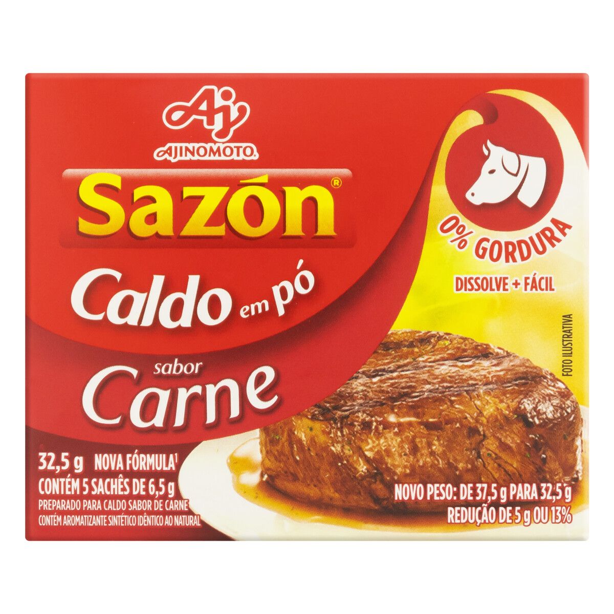Caldo Pó Carne Sazón Caixa 32,5g 5 Unidades image number 0