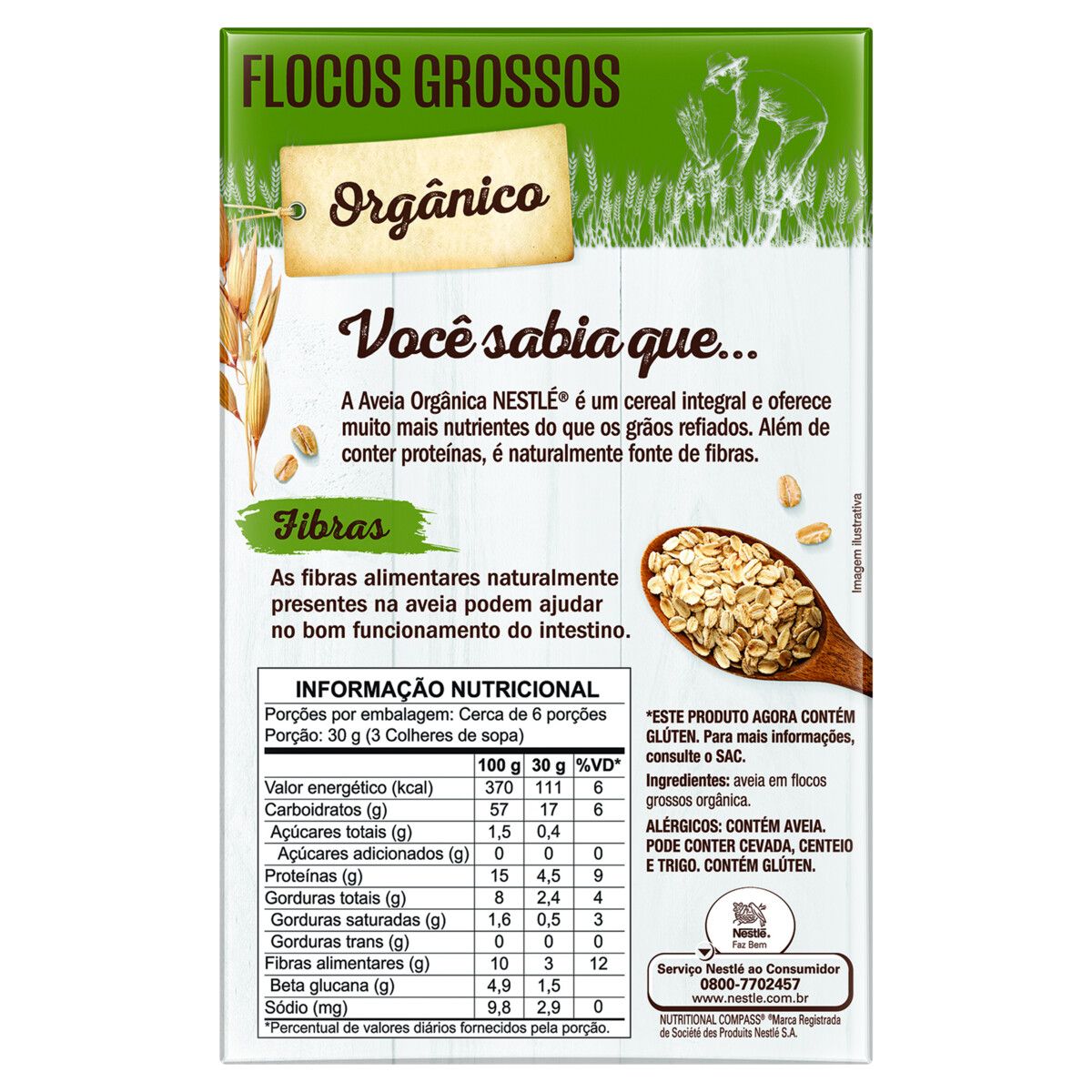 Aveia Orgânica em Flocos Grossos Nestlé Caixa 170g image number 1