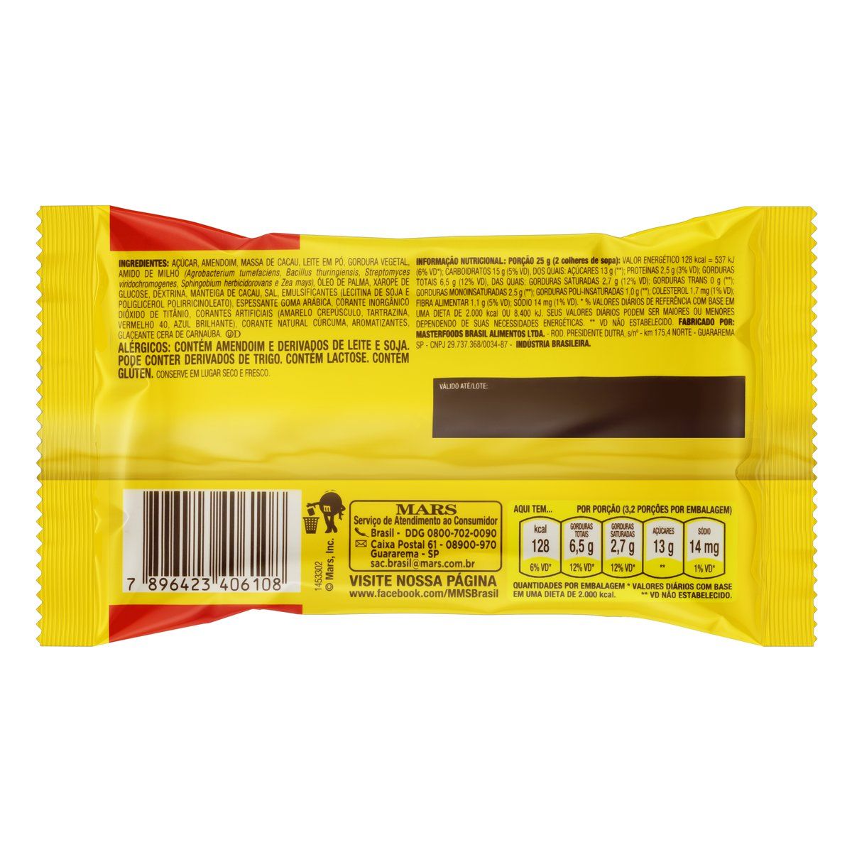 Confeito de Chocolate ao Leite com Amendoim M&M's para Nós Pacote 80g image number 1