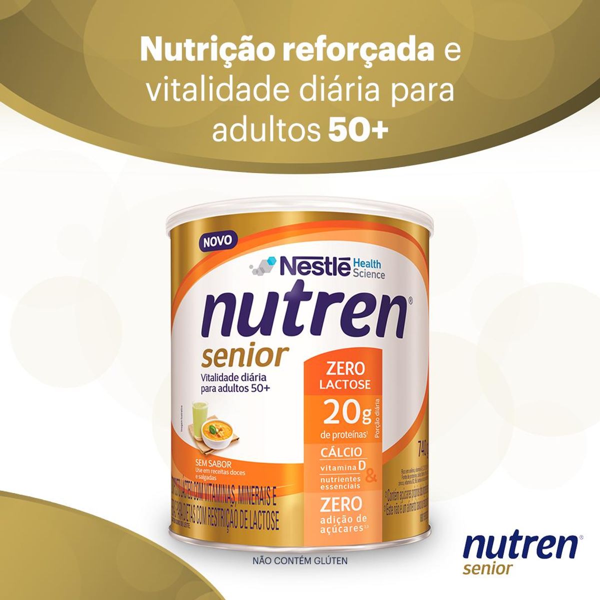 Complemento Alimentar Nutren Senior Sem Sabor Zero Lactose 740g image number 4