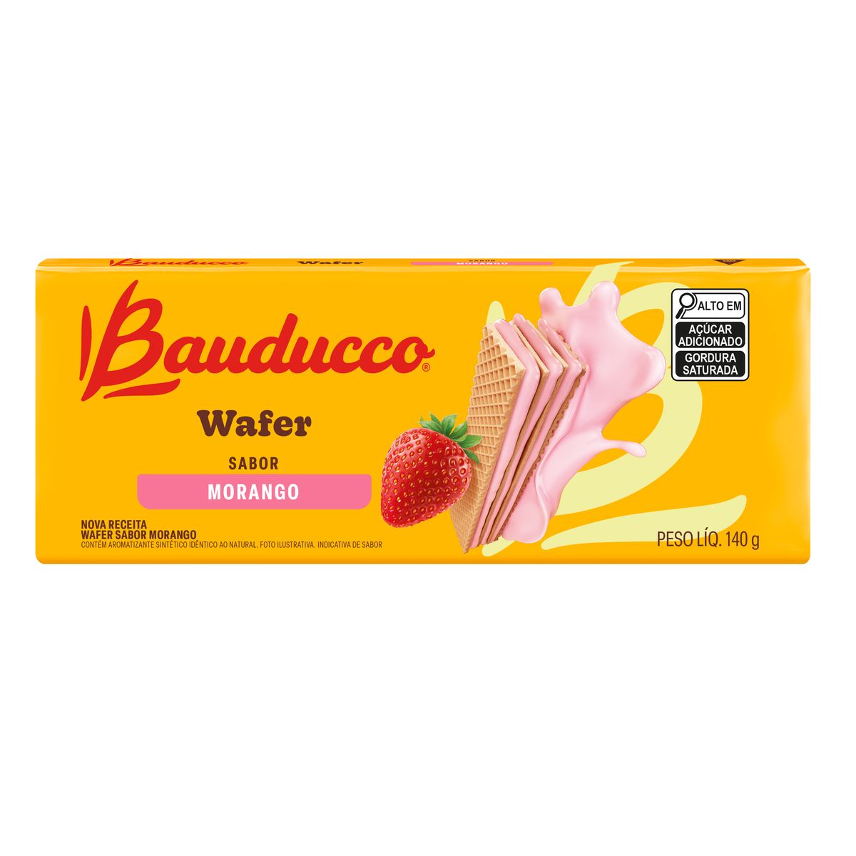 Biscoito Wafer Bauducco Morango Pacote 140g