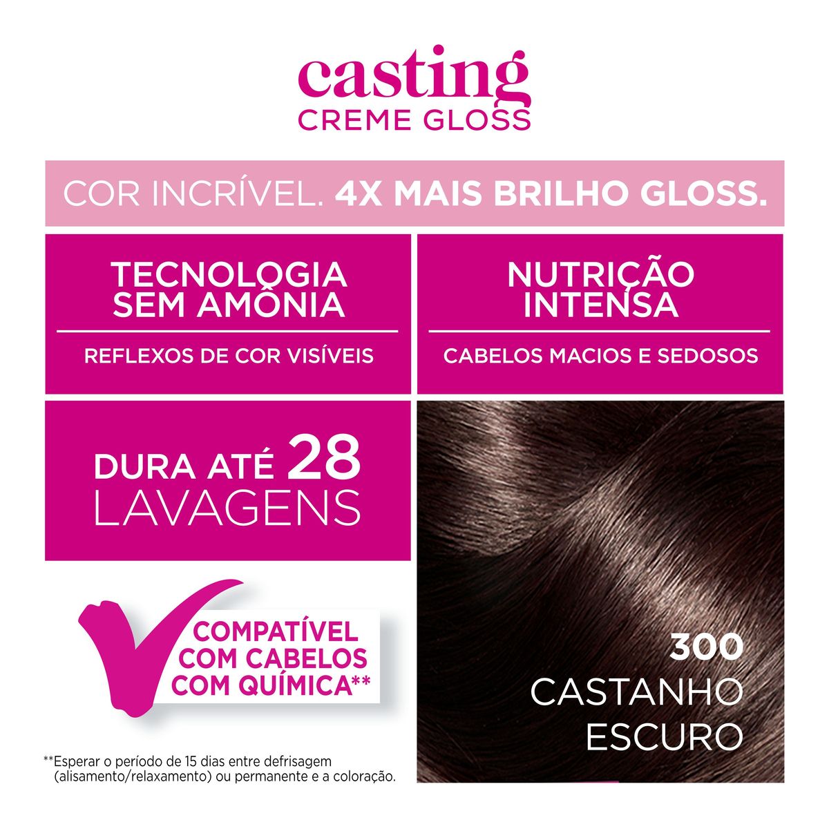 Tintura Semi-Permanente Casting Creme Gloss De L’oréal Paris 300 Castanho Escuro image number 4