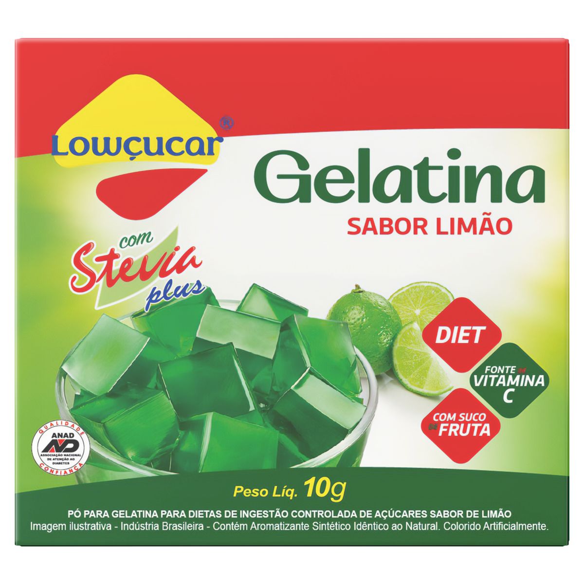 Gelatina Pó com Stevia Limão Zero Açúcar Lowçucar Plus Caixa 10g