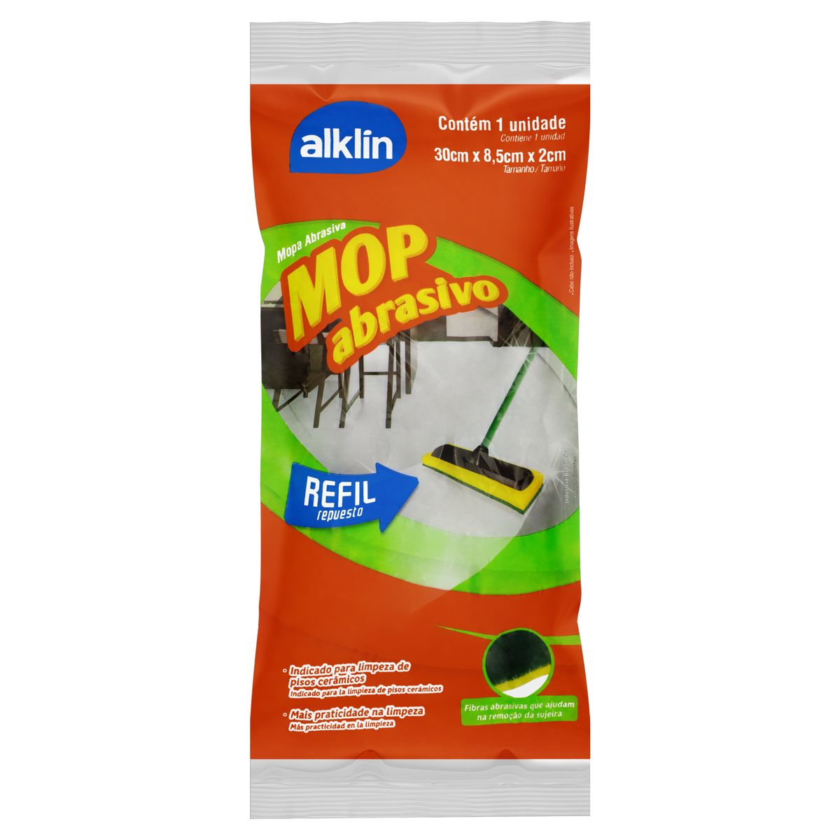 Mop Abrasivo Alklin 30cm x 8,5cm x 2cm Refil image number 0