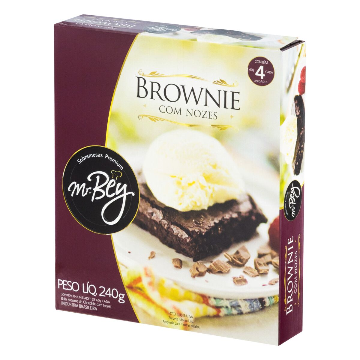 Brownie Chocolate com Nozes Mr. Bey Sobremesas Premium Caixa 240g 4 Unidades image number 2