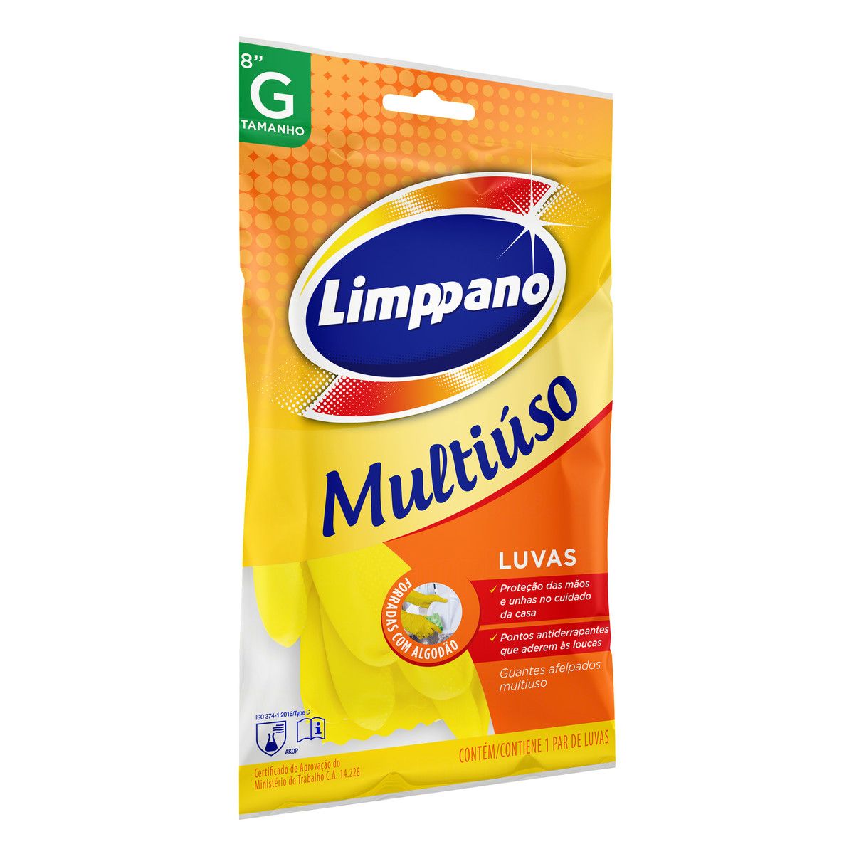 Luva Multiuso Amarela Limppano Tamanho G image number 3