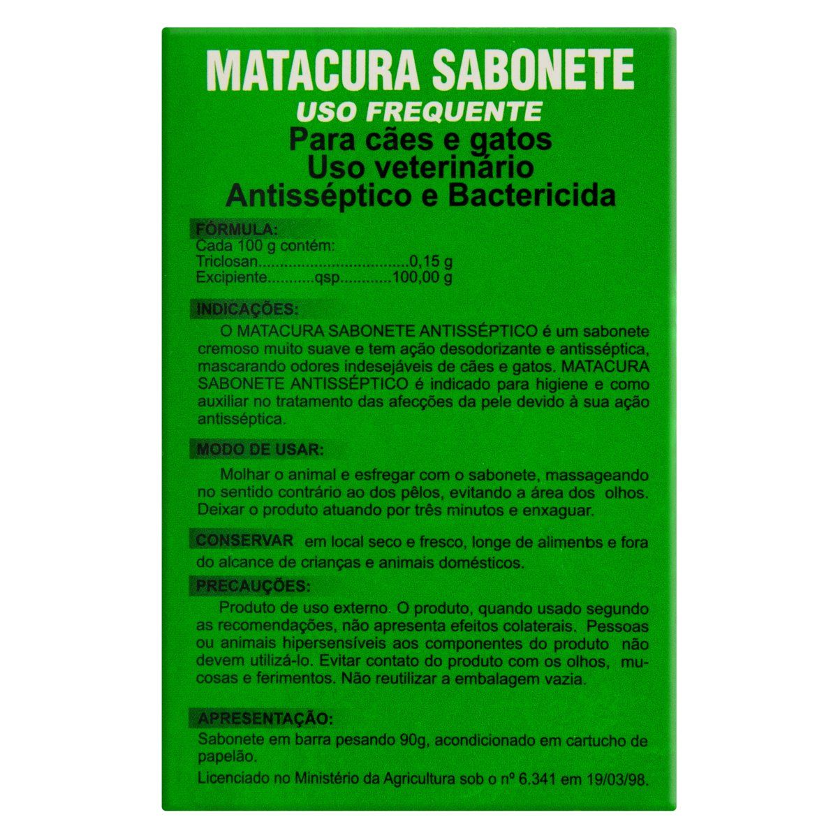 Sabonete Uso Veterinário Matacur Antisséptico e Bactericida 90g image number 1