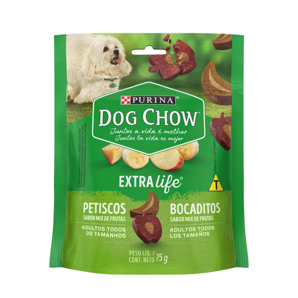 Petisco Dog Chow Cães Adultos Mix de Frutas 75g
