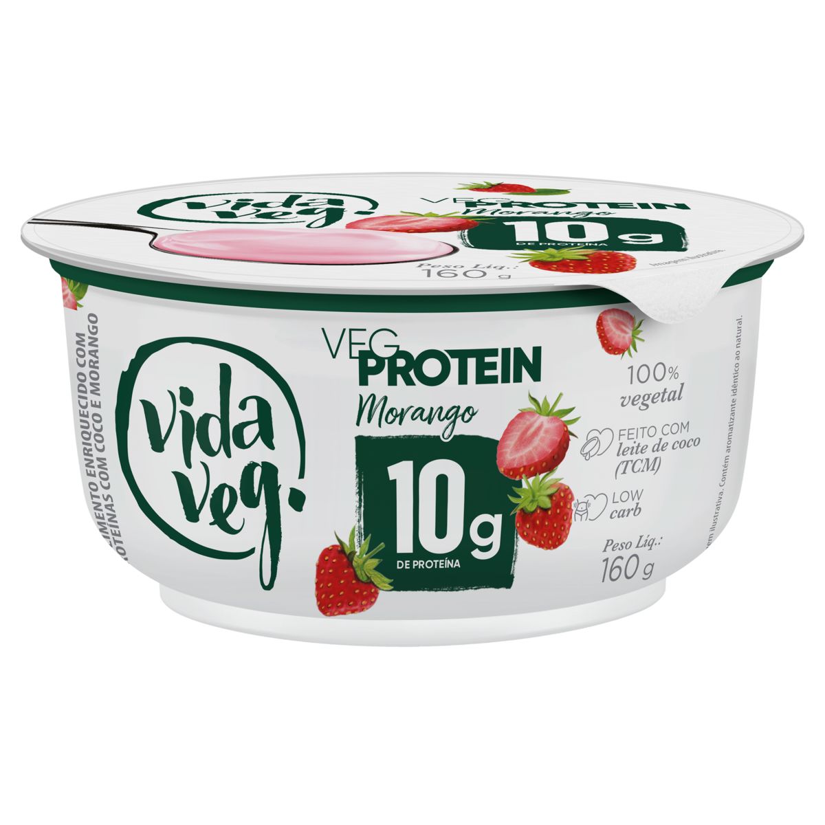 Iogurte Vegetal Vida Veg Protein Morango Pote 160g image number 0