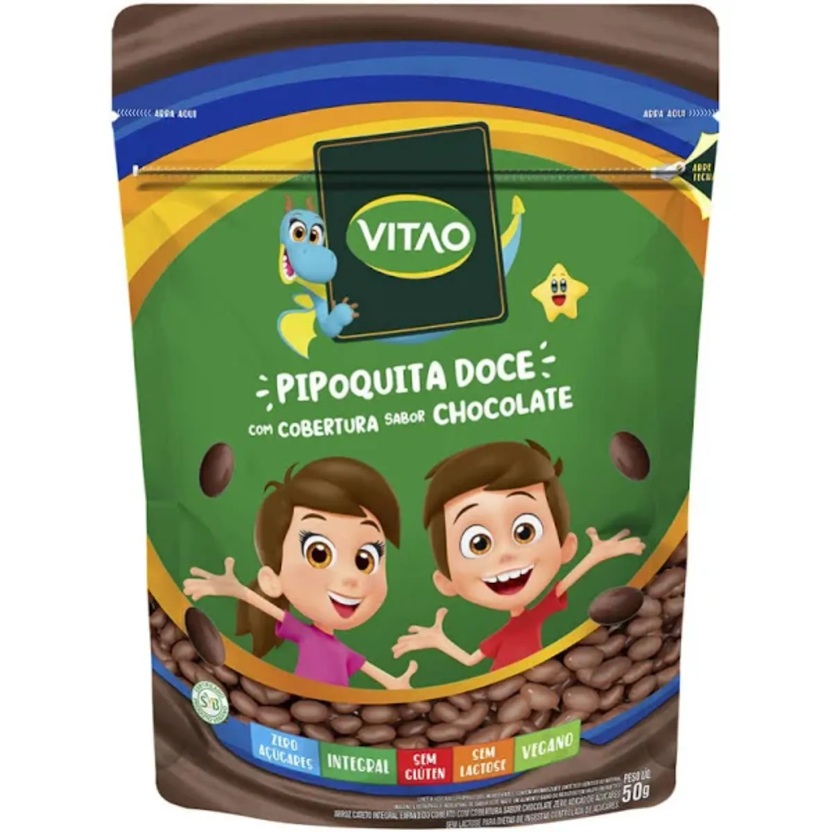 Pipoquita Doce Vitao Sabor Chocolate Zero Açúcar 50g