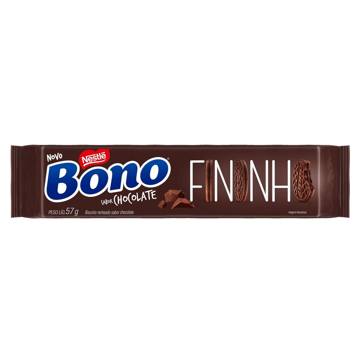 Biscoito Recheado Bono Fininho Chocolate 57g