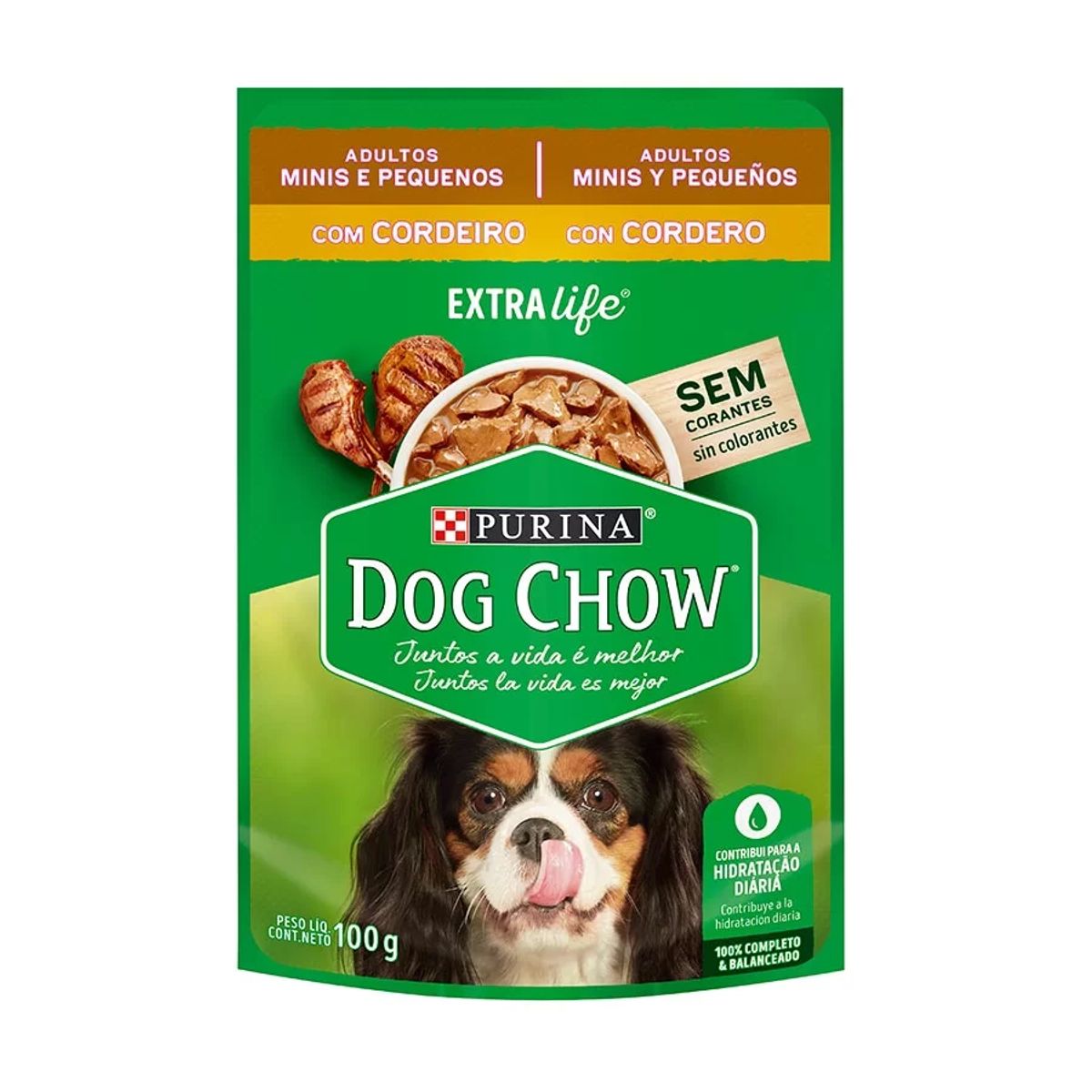 Alimento para Cães Adultos, Minis e Pequenos com Cordeiro Purina Dog Chow Extra Life 100g