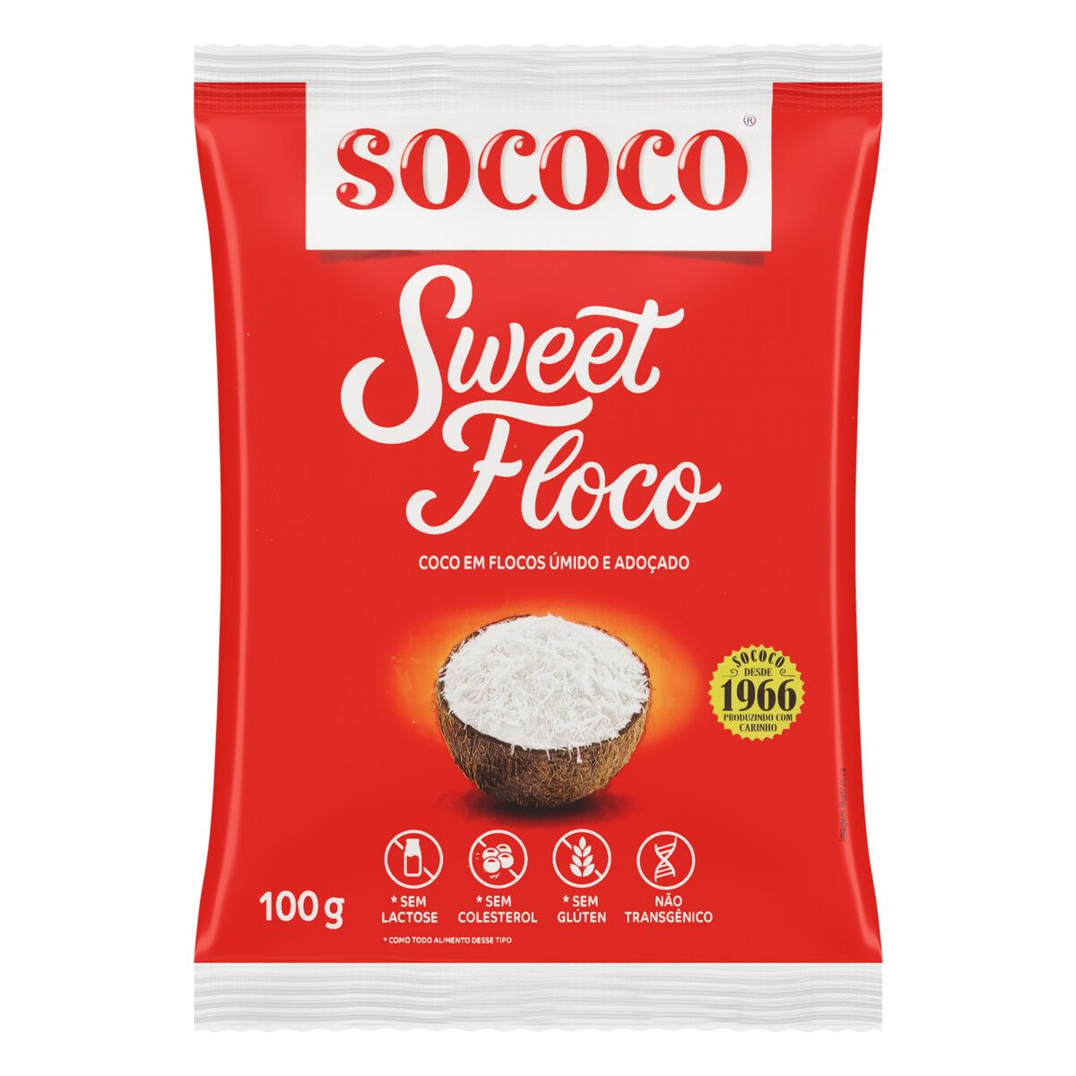 Coco Ralado Sococo Úmido Adoçado em Flocos Sweet 100g