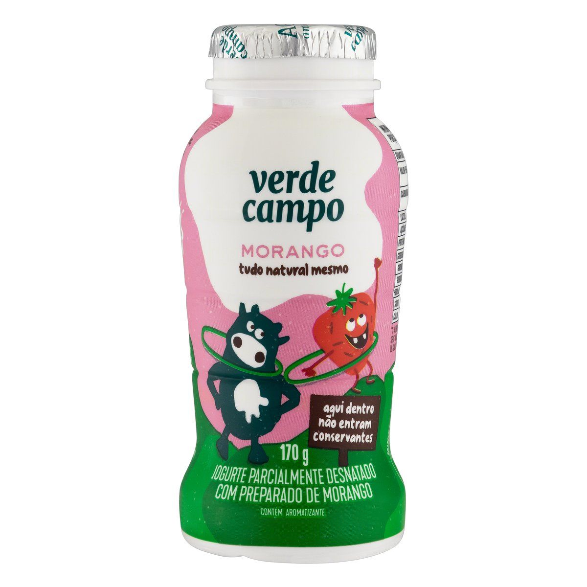 Iogurte Parcialmente Desnatado Morango Verde Campo Kids Frasco 170g