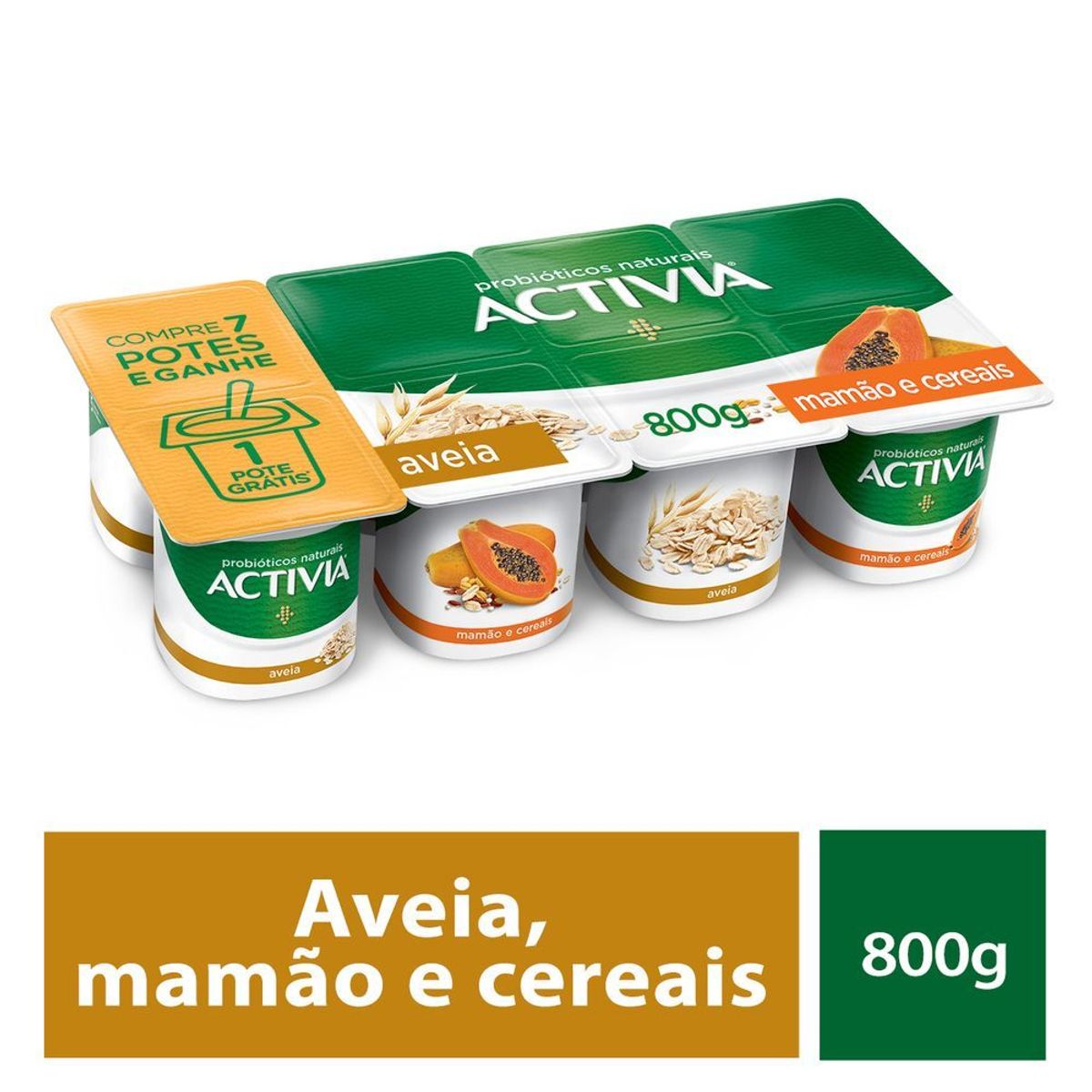 Activia Polpa Mamão, Cereais e Aveia 800g