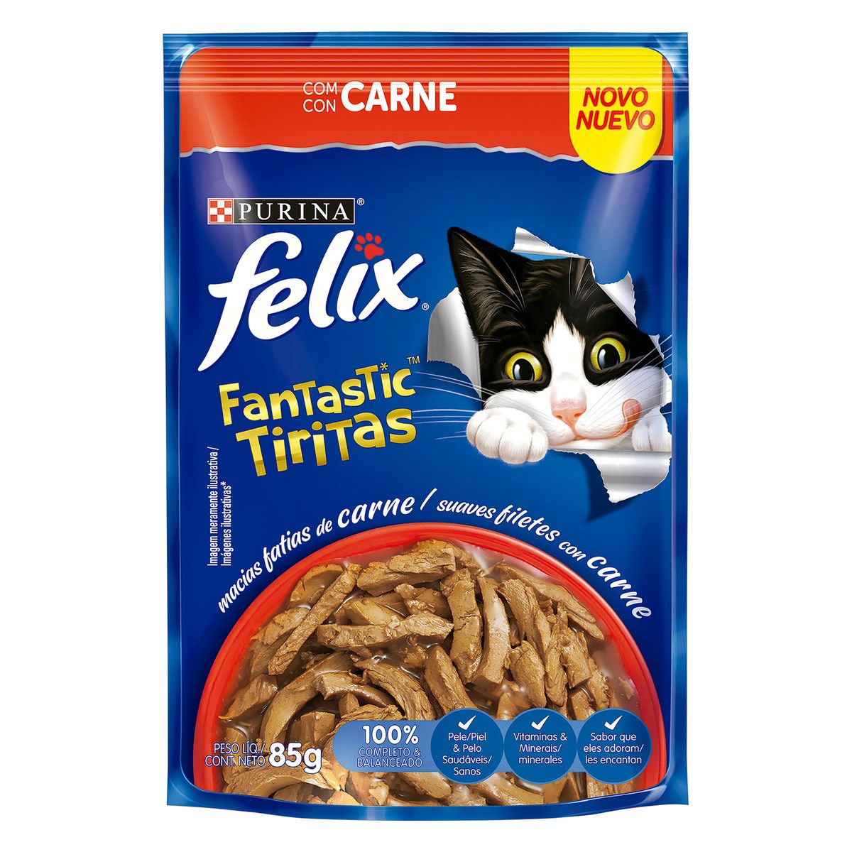 Alimento para Gatos Adultos Felix Carne Sachê 85g