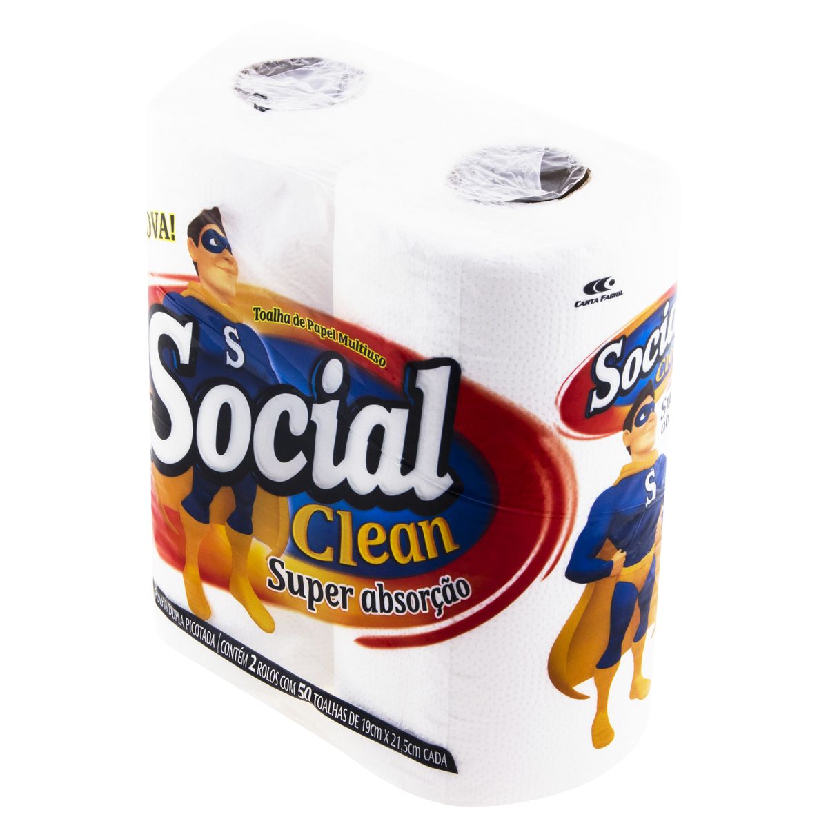 Toalha de Papel Folha Dupla Social Clean Super Absorção Pacote 2 Unidades image number 2