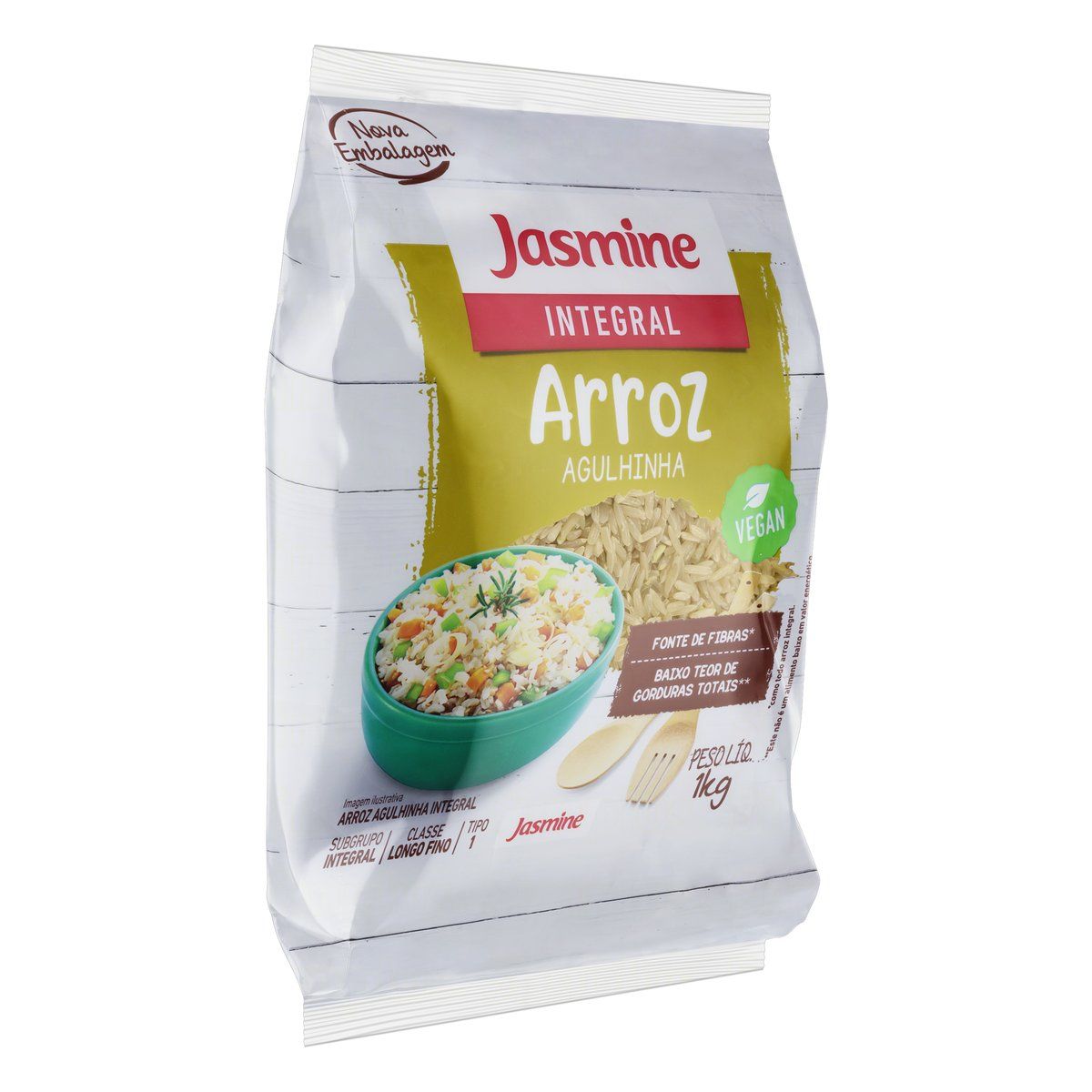 Arroz Agulhinha Tipo 1 Integral Jasmine Pacote 1kg image number 3