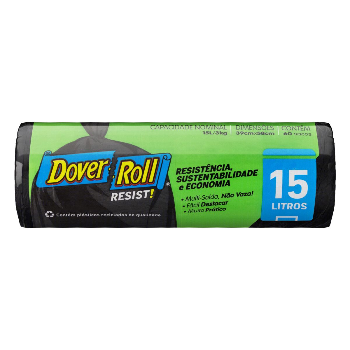 Saco para Lixo Dover Roll 15L Resist 60 Unidades