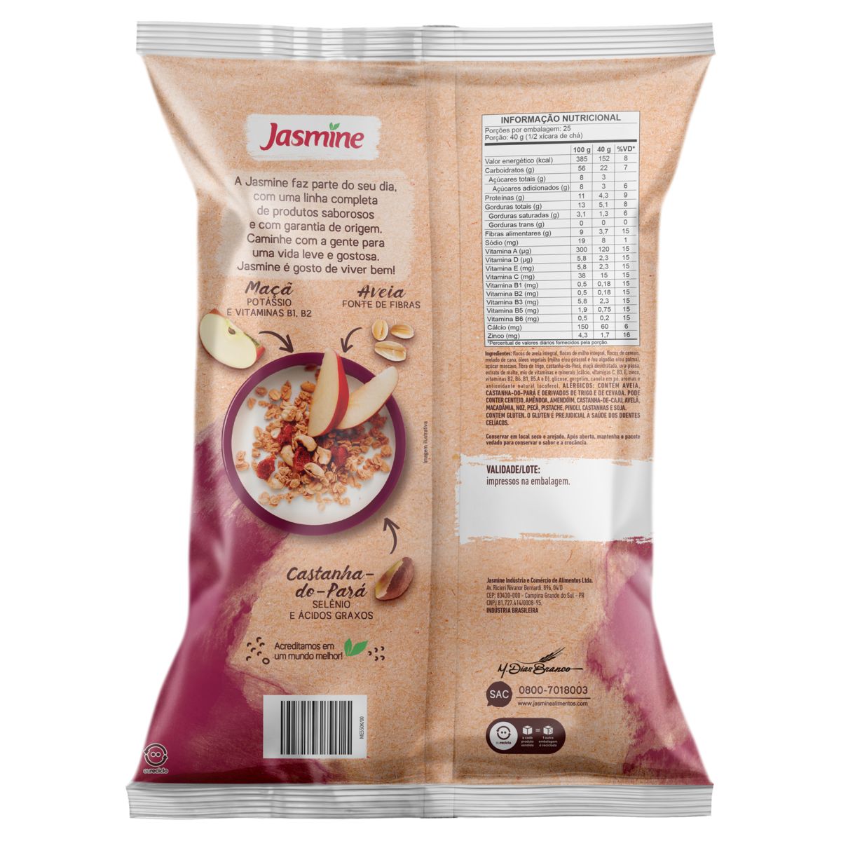 Granola Jasmine Maçã e Canela 69,5% Integral Pacote 1kg image number 1