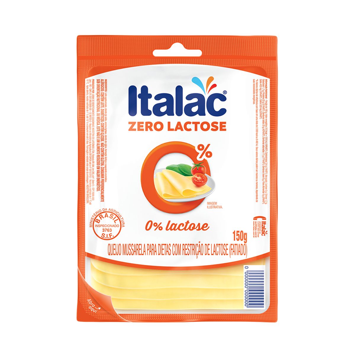 Queijo Italac Mussarela Zero Lactose Fatiado 150g