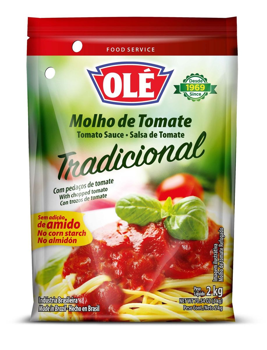 Molho de Tomate Olé Tradicional Sachê 2kg