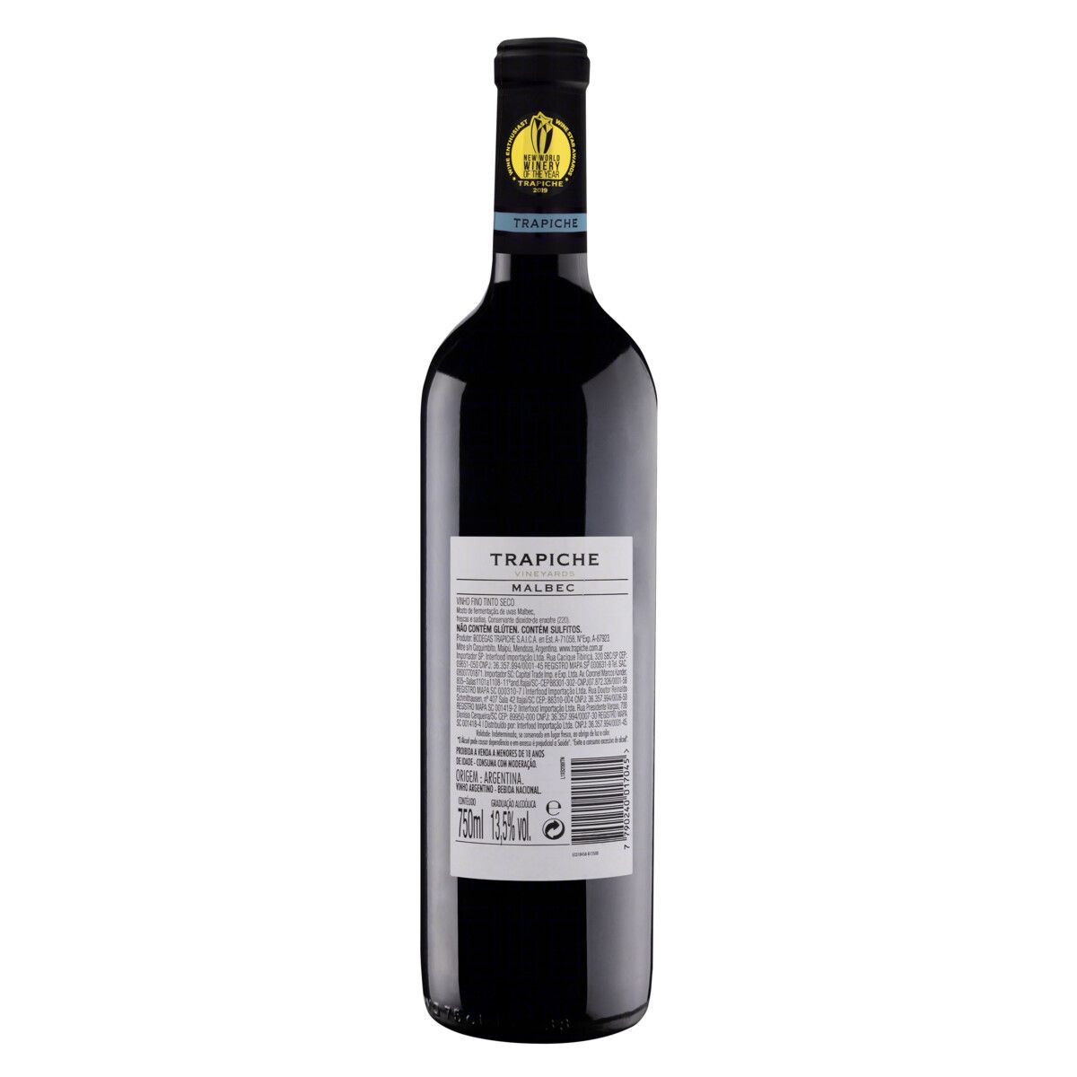 Vinho Argentino Tinto Seco Vineyards Trapiche Malbec Mendoza Garrafa 750ml image number 1