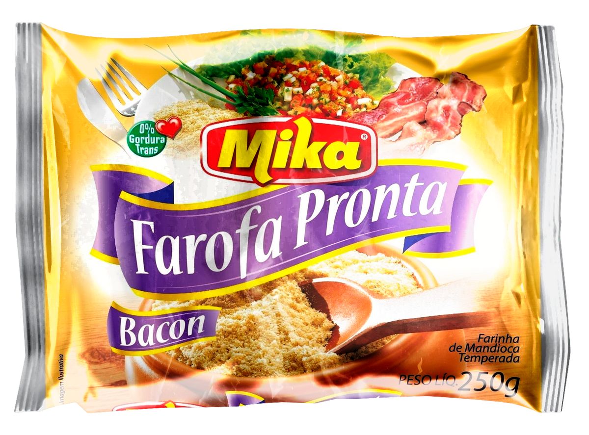 Farofa de Mandioca Mika Pronta Bacon Pacote 250g